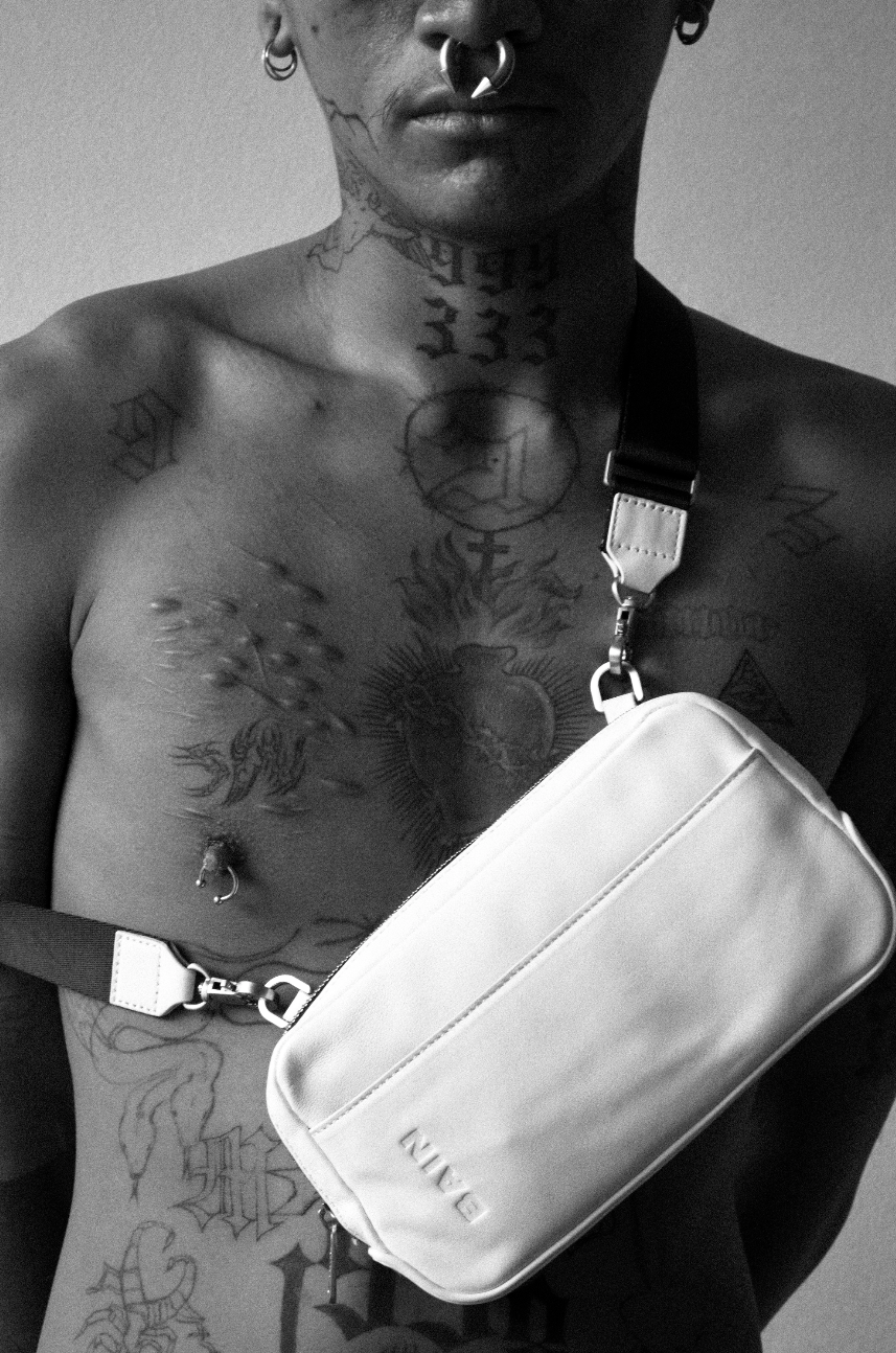 0003 White Nappa Waist Pouch